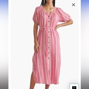 NWT! Marine Layer Erin dress - pink stripe belted midi shirtdress, size M